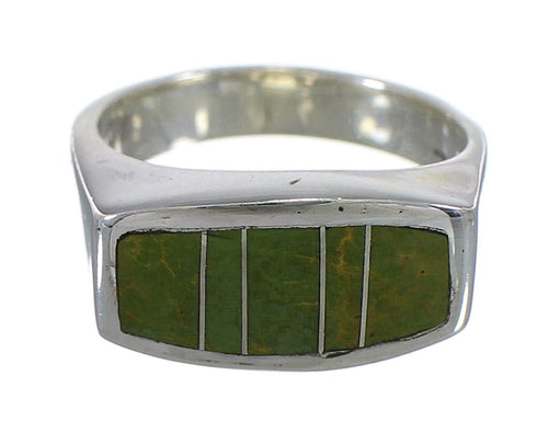 Southwest Turquoise Inlay Silver Ring Size 4-1/2 YX80346
